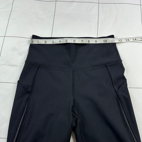 Lululemon Leggings Womens 4 Black Pace Perfect 7/8 Mesh Athletic Run Workout Gym - Picture 8 of 11